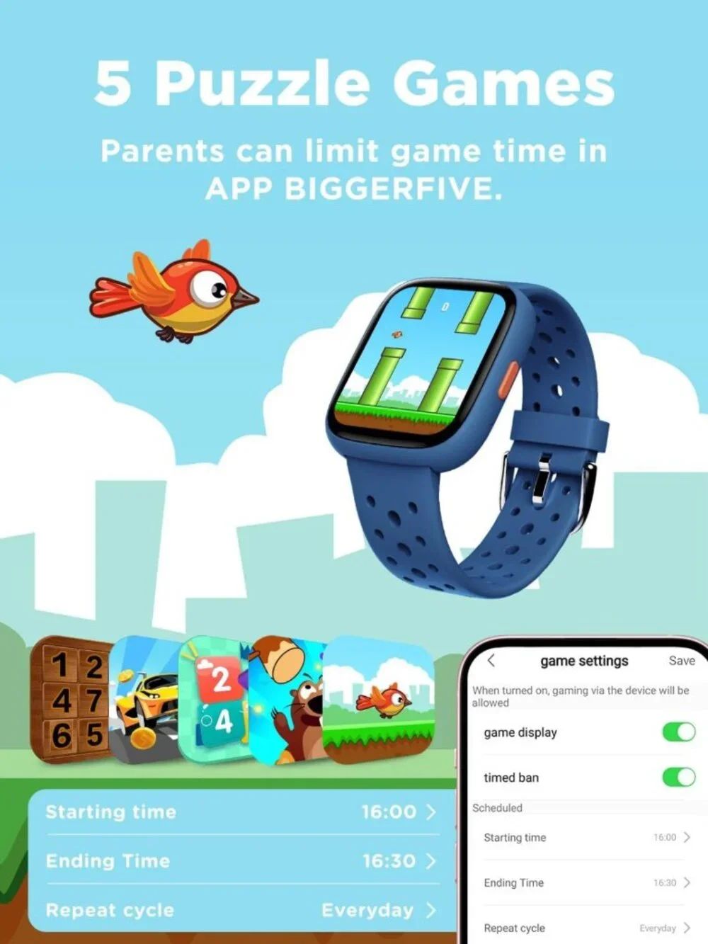 Kids Smart Watch with Fitness Tracker, 1.8” Touch Screen, No Phone Needed